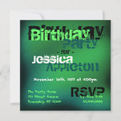 Abstrait vert et Turquoise Invitations d'anniversa (Devant)