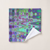 Abstrait vert et violet Mosaïque rétro ondulée (Gant de toilette)