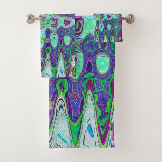 Abstrait vert et violet Wavy Mosaic Retro (En situation)
