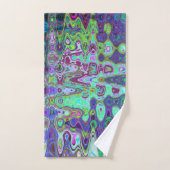 Abstrait vert et violet Wavy Mosaic Retro (Serviette à main)