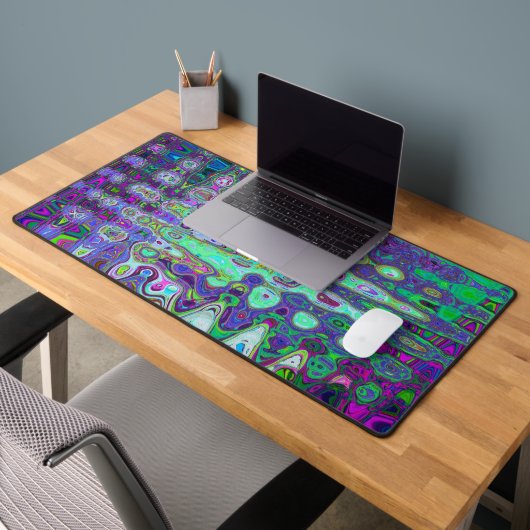Abstrait vert et violet Wavy Mosaic Retro (Bureau 2)