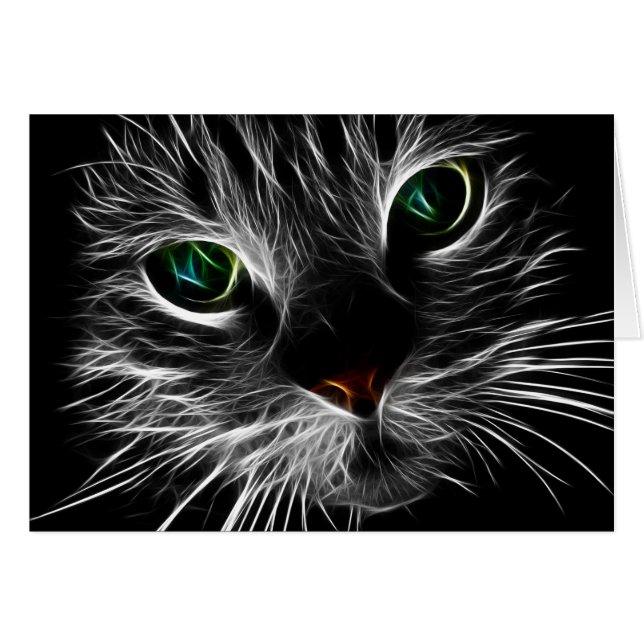 Abstrait Visage Kitty blanc | Fractal Kitty (Devant horizontal)