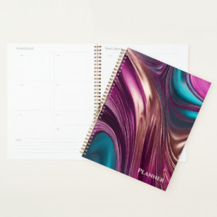 Abstrait-Viva Magenta Turquoise et Or
