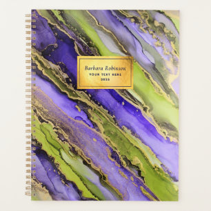 Abstraite Black Green Purple Gold Foil