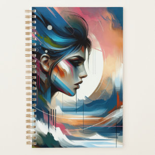 Abstraite femme face bleu brun planificateur