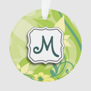 Abstraite flamme florale vert avec Monogramme