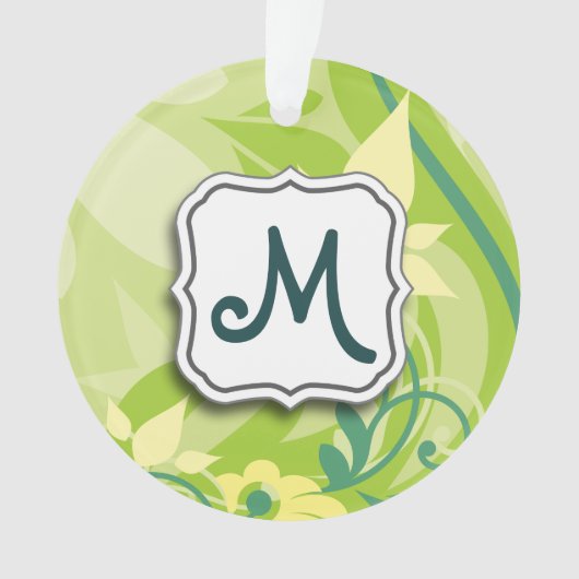 Abstraite flamme florale vert avec Monogramme (devant)