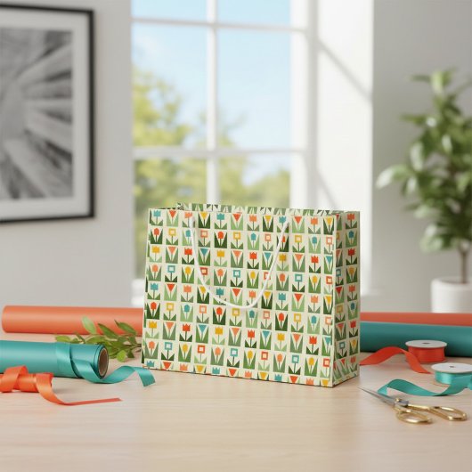 Abstraite Fleurs de printemps Grand sac cadeau