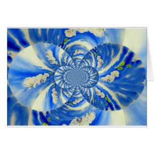 Abstraite peinture florale bleue blanche