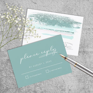 Abstraite Peinture Strokes Mariage RSVP Turquoise