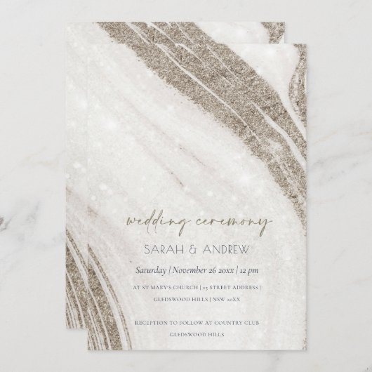 Abstraite Porte en marbre or pâle Invitation Maria (Devant / Derrière)