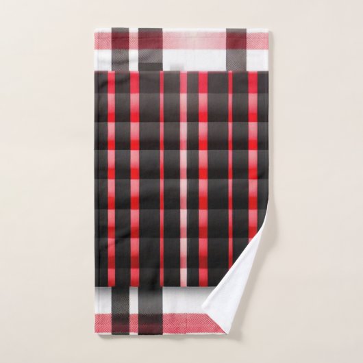 Abstraite Rouge Noir Plaid Collection moderne (Serviette à main)