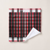 Abstraite Rouge Noir Plaid Collection moderne (Gant de toilette)