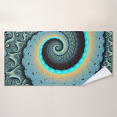 Abstraite spirale d'art fractal bleu turquoise ora (Serviette de bain)