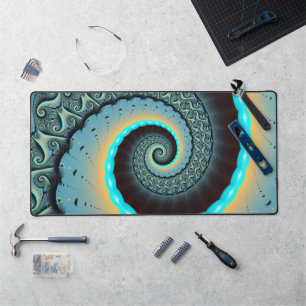 Abstraite spirale d'art fractal bleu turquoise ora