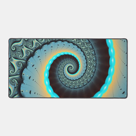 Abstraite spirale d'art fractal bleu turquoise ora (Recto)