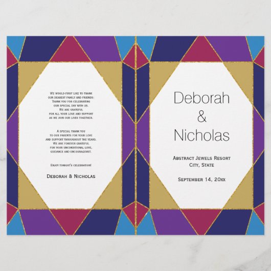 Abstraits tons bijoux programme de mariage moderne (Devant)