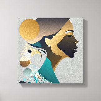 Abstrake Eleganz in Blaugrün und gold # 1 Canvas Afdruk