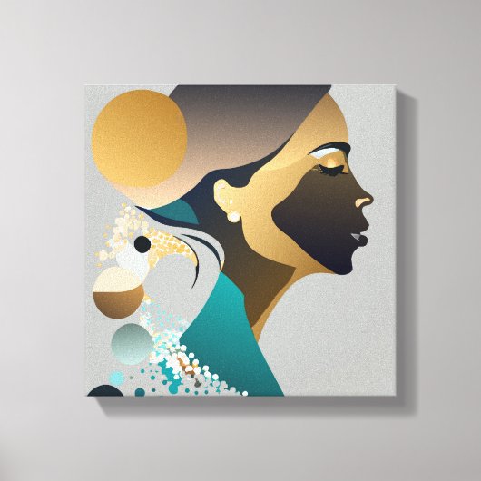 Abstrake Eleganz in Blaugrün und gold # 1 Canvas Afdruk (Voorkant)