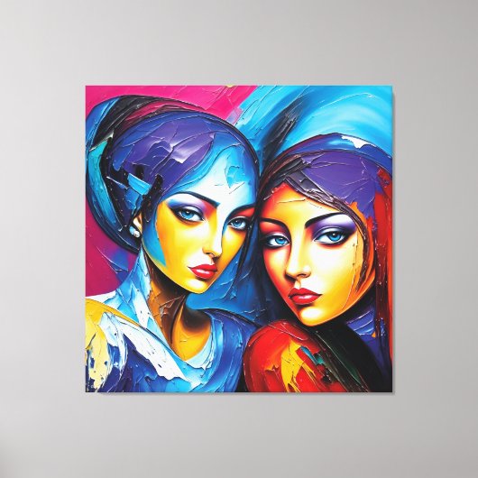 abstrakte Engel in Öl, fantastisches Gemälde Motiv Canvas Afdruk (Voorkant)