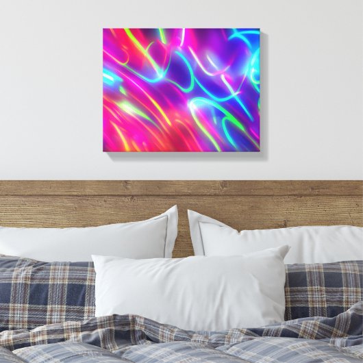 Abstrakte Neonfarben Canvas Afdruk (Insitu (Slaapkamer))