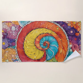 Abstraktes Schnecken Muster, multicolor Strandlaken