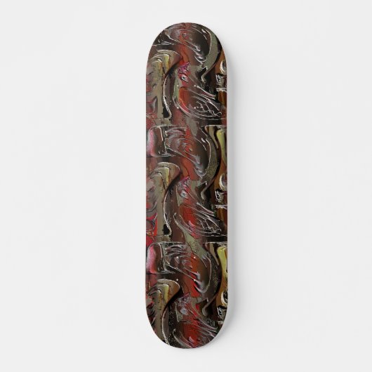 Abstrato entalhado em mogno e vermel ho escuro skateboard (Voorkant)
