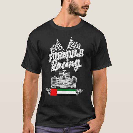 Abu Dhabi Auto Race UAE Flag Formula Racing Car BL T-shirt (Voorkant)