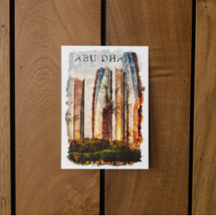 Abu Dhabi UAE Waterverf Skyline Briefkaart