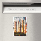 Abu Dhabi UAE Waterverf Skyline Magneet (Insitu (Vaatwasser))