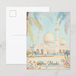 Abu Dhabi VAE Gouache Schilderillustratie Reizen Briefkaart