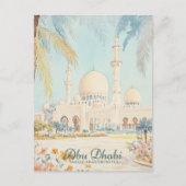 Abu Dhabi VAE Gouache Schilderillustratie Reizen Briefkaart (Voorkant)