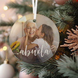 Abuela Grandma Script Overlay Glas Ornament