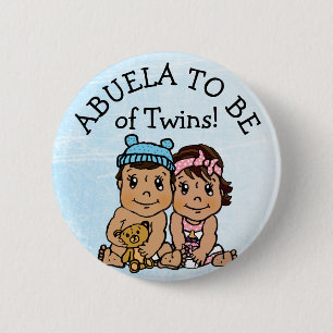 Abuela om tweelingen te zijn, Baby shower uit Lati Ronde Button 5,7 Cm