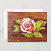 Abuela Raquel's Roze Roos Briefkaart (Voorkant / Achterkant)