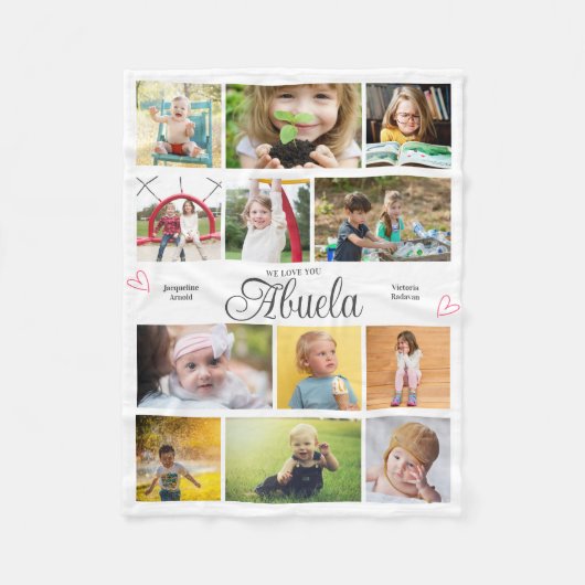 Abuela We houden van je gepersonaliseerde harten Fleece Deken (Voorkant)