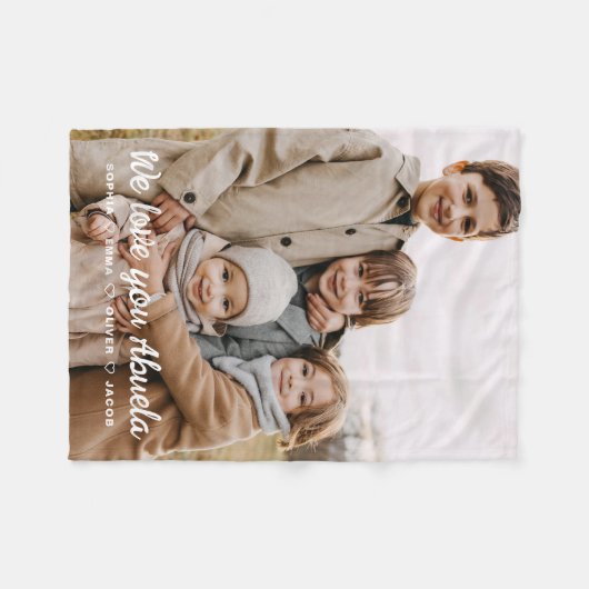 Abuela We houden van je hart Moderne fotocollage Fleece Deken (Voorkant (Horizontaal))