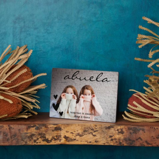 Abuela We Love You Personnalisé Photo Plaque (Côté)