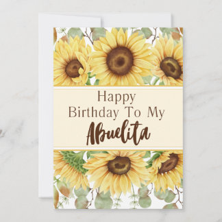 Abuelita Birthday Yellow Sunflower Birthday Kaart