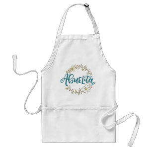 Abuelita with Floral Wreath, hand drawn Standaard Schort