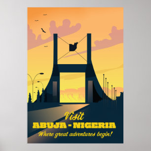 Abuja Nigeria City Gate Vintage travel poster