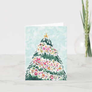 ABUNDANT TREE Floral Holiday Kerstkaart Feestdagen Kaart