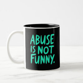 Abuse is not funny tweekleurige koffiemok