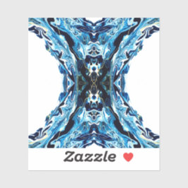 Abyss Abstract Navy Blue Gold White Fluid Art Sticker