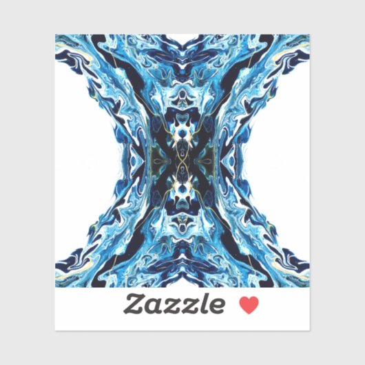 Abyss Abstract Navy Blue Gold White Fluid Art Sticker (Vel)