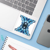 Abyss Abstract Navy Blue Gold White Fluid Art Sticker (Laptop met iPhone)