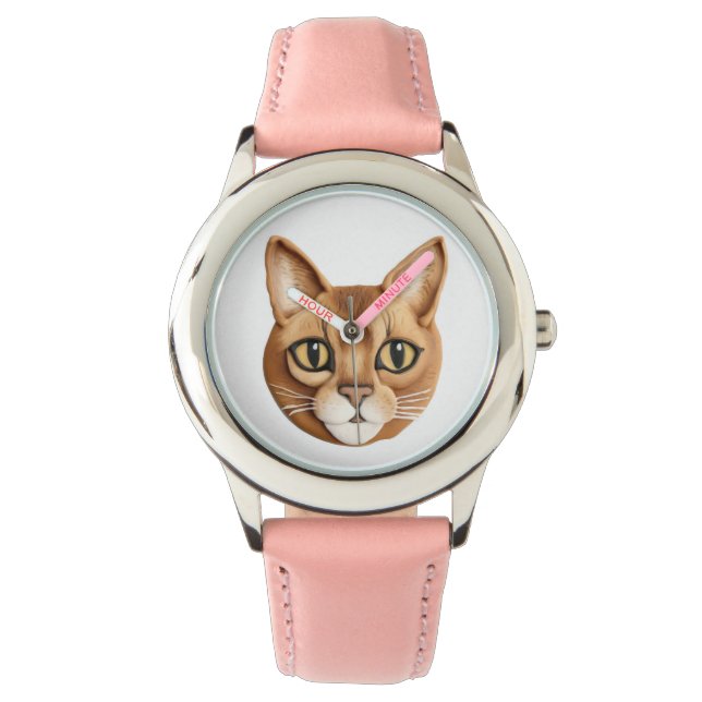 Abyssijnse Kat 3D Geïnspireerd Horloge (Voorkant)