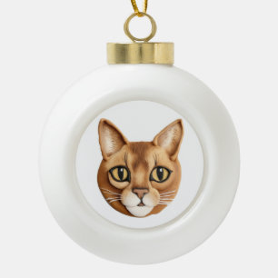 Abyssijnse Kat 3D Geïnspireerd Keramische Bal Ornament
