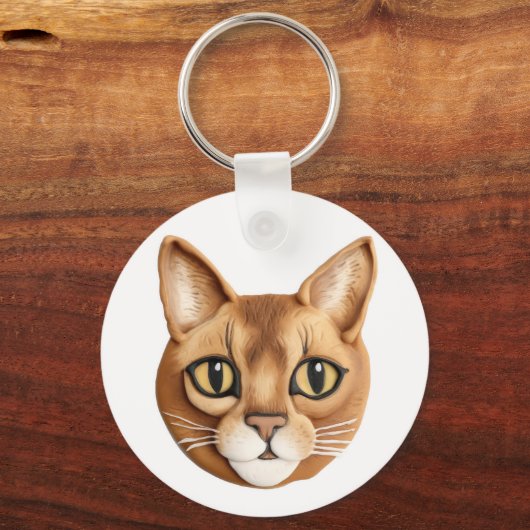 Abyssijnse Kat 3D Geïnspireerd Sleutelhanger (Achterkant)