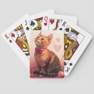 Abyssijnse Kat met Rozen - Valentijnsdag Pokerkaarten